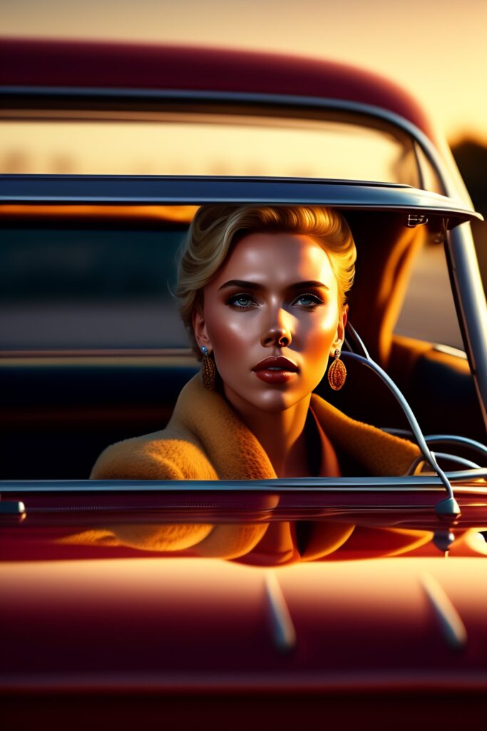 AI GENERATED IMAGE OF SCARLETT JOHANSSON IN A CAR