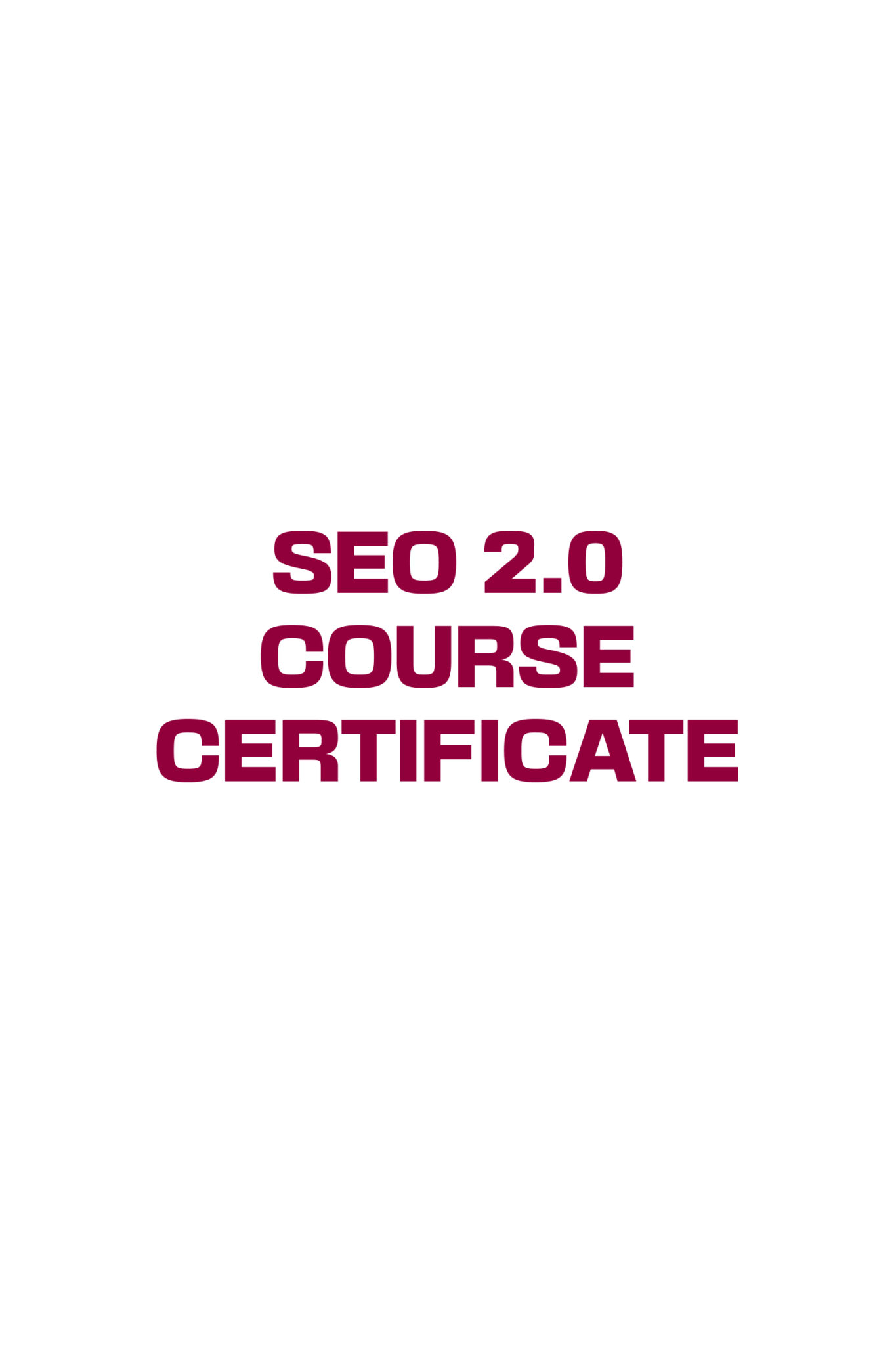 SEO 2.0 COURSE CERTIFICATE